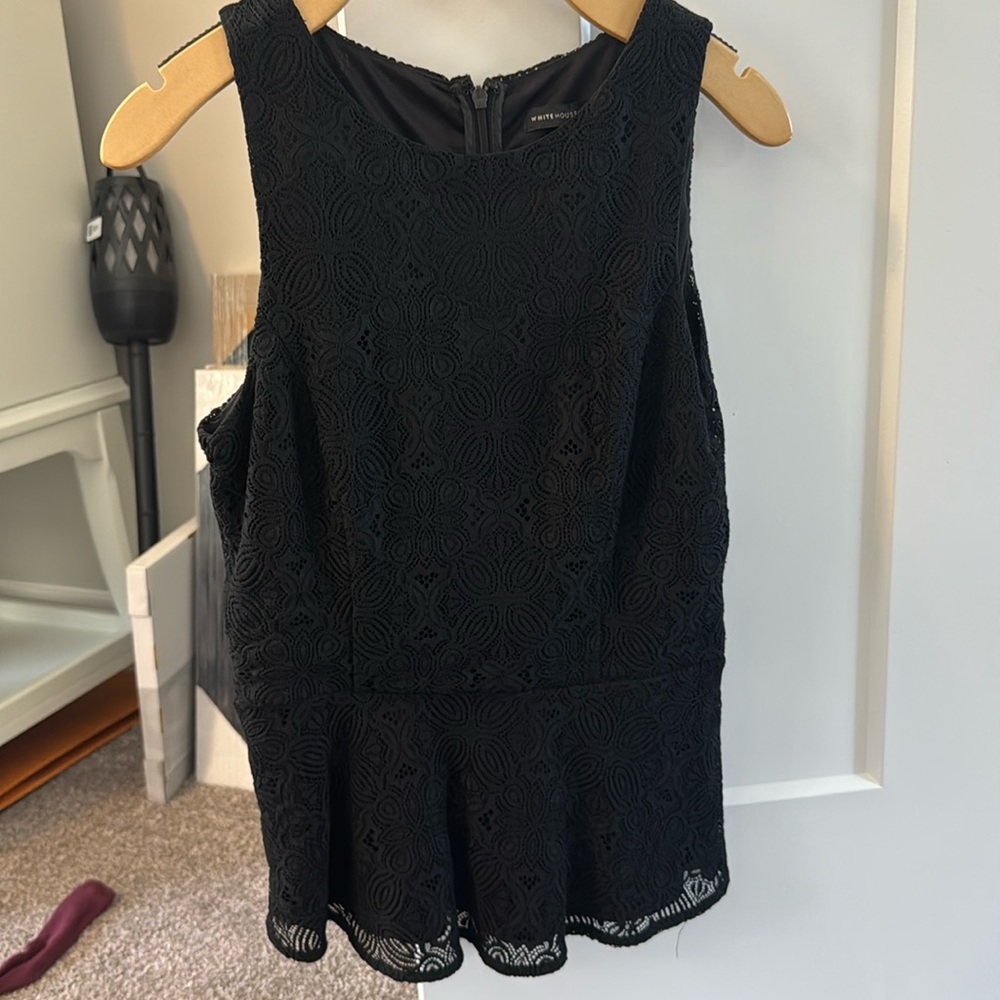 WHBM Black Lace Bodice Top Size 2